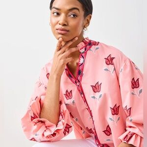 NWT Printfresh Rosalita in the tulip bloom puff sleeve pink blouse cottage core